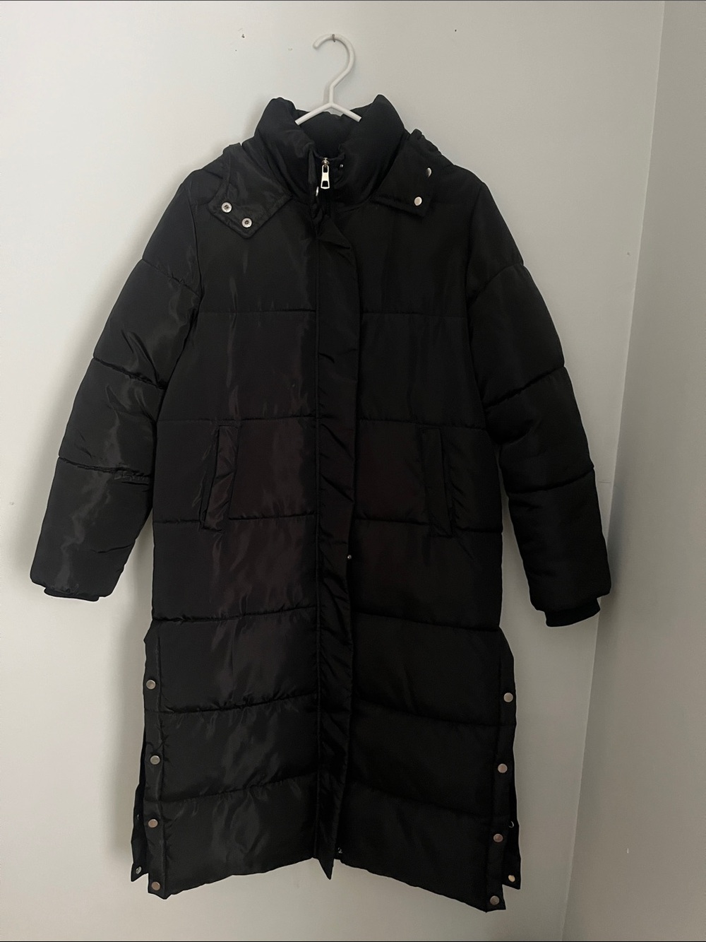 Womens Long Puffer Coat - Black